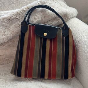 Longchamp velvet striped multicolor small/medium bag